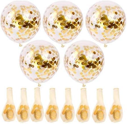 20 pcs Gold Confetti Balloons, 12'' Large Party Balloons Party Supplies for Party Decorations, Birthday, Baby Shower, Bridal Shower, Graduation, Wedding, Bachelorette Party