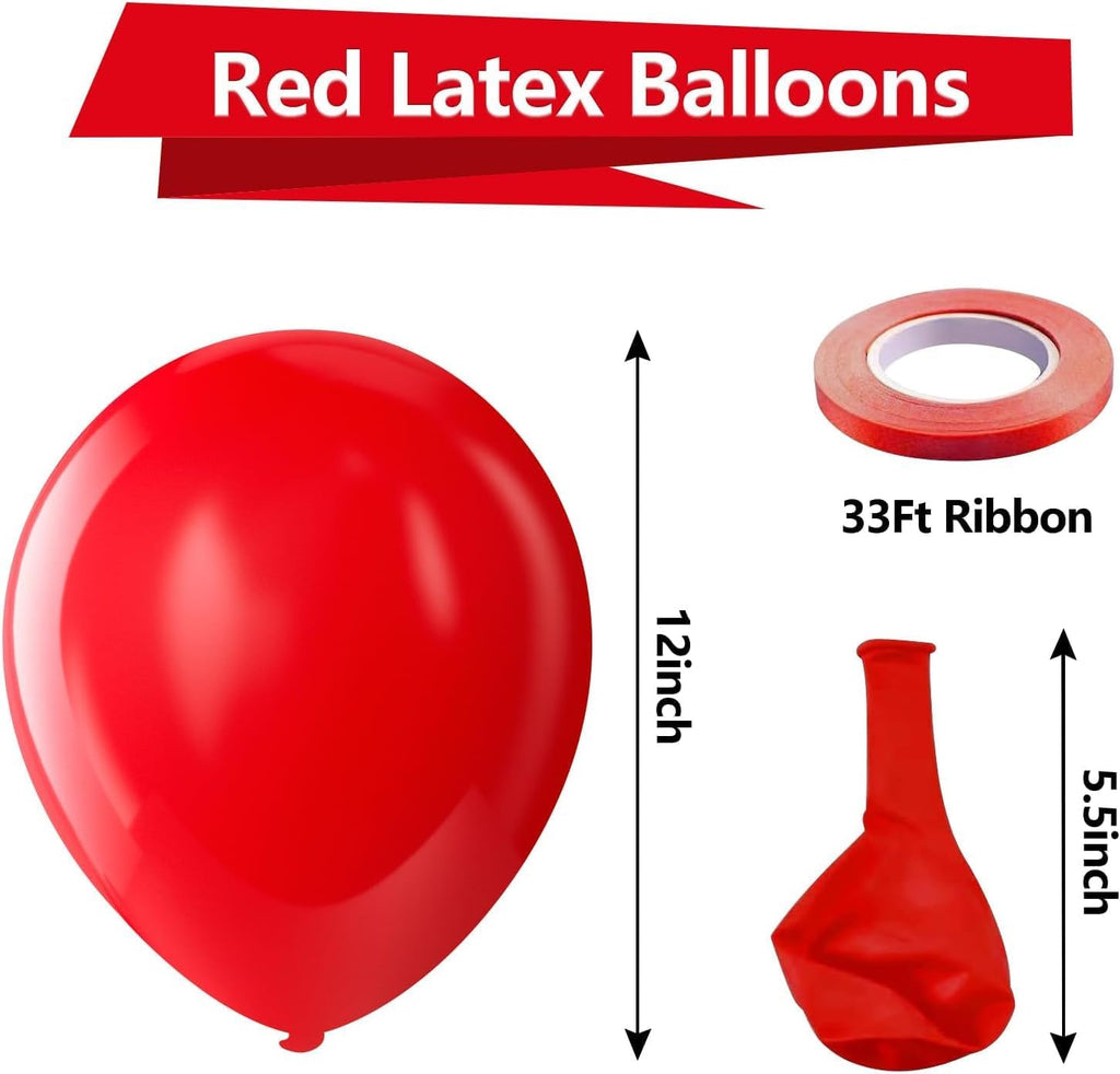 Red Balloons Latex Party Balloons - 100 Pack 12 inch Round Helium Red Balloons for Wedding Anniversary Birthday Valentine's 4th of July Independence Memorial Day Patriotic Party Decorations