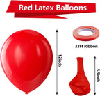 Red Balloons Latex Party Balloons - 100 Pack 12 inch Round Helium Red Balloons for Wedding Anniversary Birthday Valentine's 4th of July Independence Memorial Day Patriotic Party Decorations