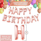Rose Gold Happy Birthday Banner – 16 Inch Balloons | Sign for Girls | Decorations and Backdrop