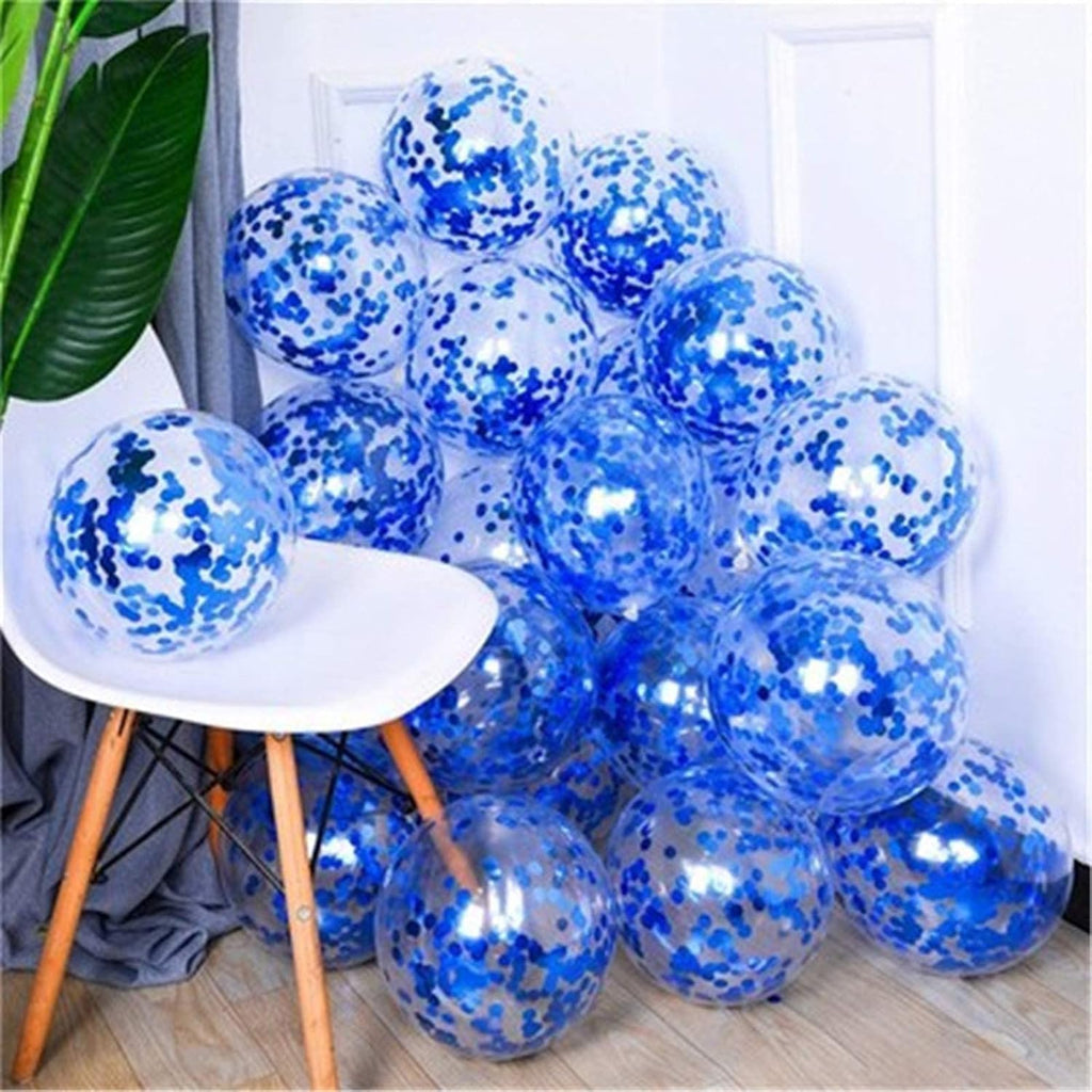 Pack of 24 Pieces Confetti Balloons 12 Inch Latex Party Balloons for Party Decorations, Wedding, Engagement, Bridal, Birthday, and Shower (Blue)
