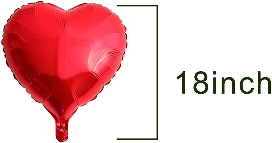 25pcs Heart Shape Foil Mylar Balloons Red 18" for Birthday Party Decorations, Wedding Decor, Engagement Party, Holiday, Baby Shower (Red)