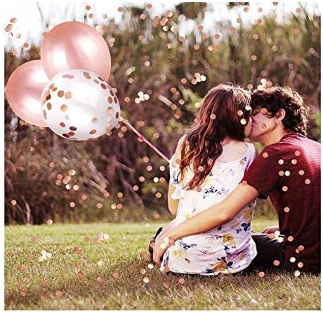 20 PCS Rose-Gold Confetti Balloons for Party 12 Inch Hazy Clear Balloon with and Metallic Latex Baby Shower Birthday Wedding Proposal Decoration Supply - Rose Gold