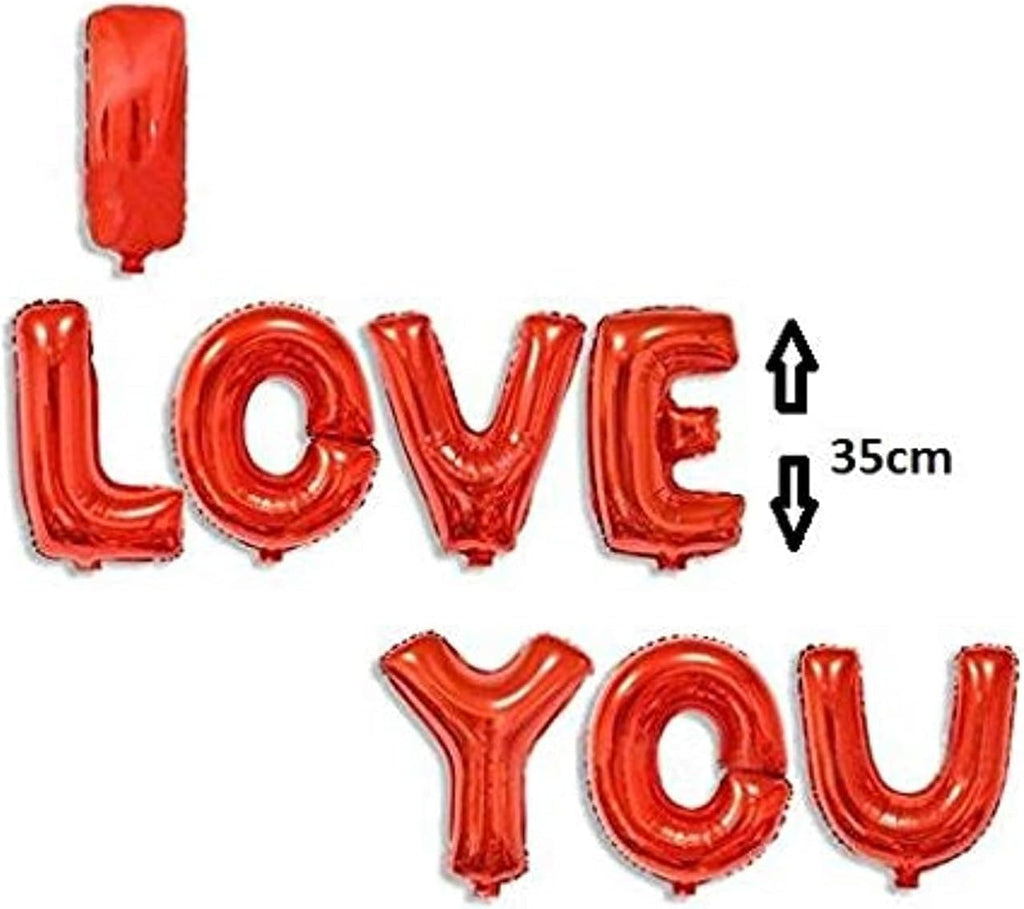 I Love You Text Red Balloons – 8 Pieces | Valentine, Wedding, Anniversary Party Decorations