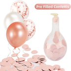 50 Pcs Rose Gold and White Confetti Balloons – 40 Pcs Set (15 Rose Gold, 15 White, 10 Confetti) – Perfect for Birthday, Baby Shower, Anniversary Parties – Unisex-Kids