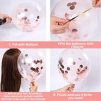 Pack of 18 Pcs Rose Gold Latex & Confetti Balloons for Birthday Decoration Items/Balloons for Birthday Party