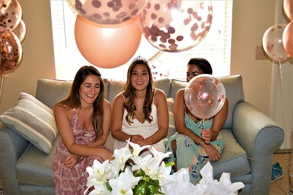 40 Pcs 12 Inch Confetti Latex Balloon Set with 3 Roll Ribbon for Birthday Wedding Party Decorations, Purple Brand: Axgo