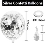 Silver Confetti Latex Party Balloons - 60 Pack 12 inch Helium Silver Confetti Glitter Balloons for Wedding, Graduation, Baby Shower, Birthday Party Decorations