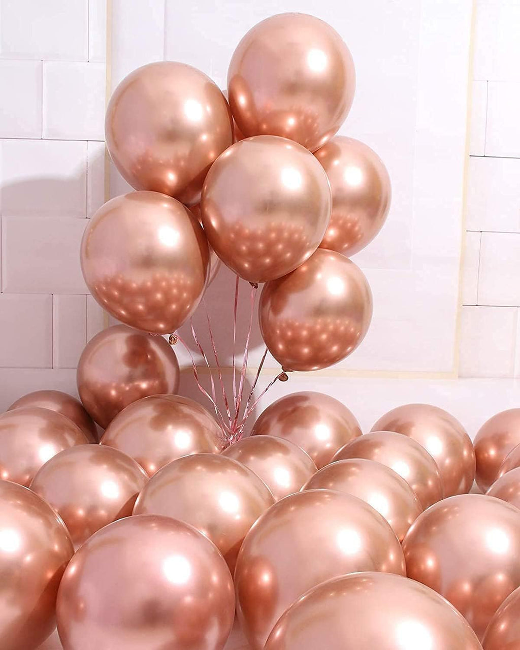 Rose Gold Metallic Balloons for Bachelorette Party Decoration, Birthday, Anniversary – Pack of 50