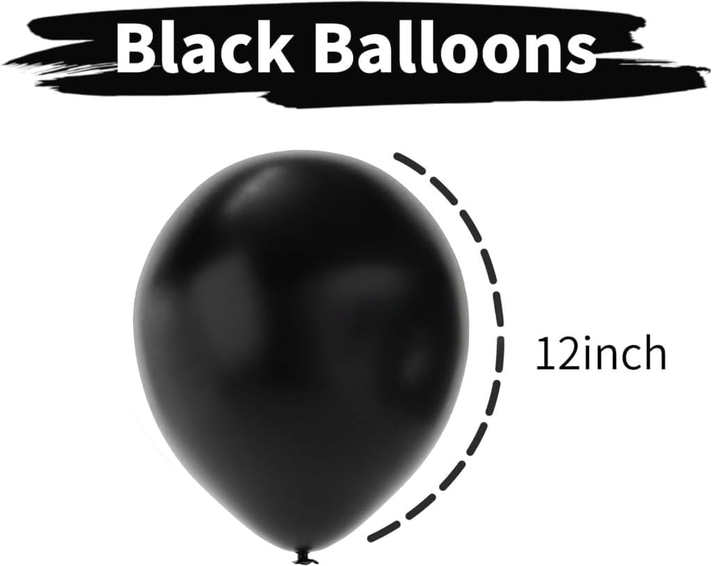 50 Pcs Black Metallic Balloons for Birthday, Anniversary, Baby Shower - Party Decorations for Kids