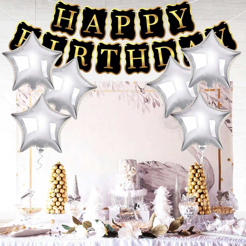Silver Star Balloons for Party Decoration - Pack of 6, 18 Inch | Twinkle Little Star Silver Balloons for Birthday | Star Shaped Balloon for Baby Shower, Wedding, Magical Prom, Engagement, Anniversary