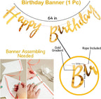 9Pcs Happy Birthday Decoration Set – Black Happy Birthday Banner with Confetti Balloons and Ribbon- Birthday Party Decoration for Boys, Girls, Men & Women