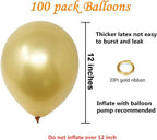 Gold Metallic Chrome Latex Balloons – 100 Pack, 12 inch Gold Round Helium Balloons for Wedding, Graduation, Anniversary, Baby Shower, and Birthday Party Decorations