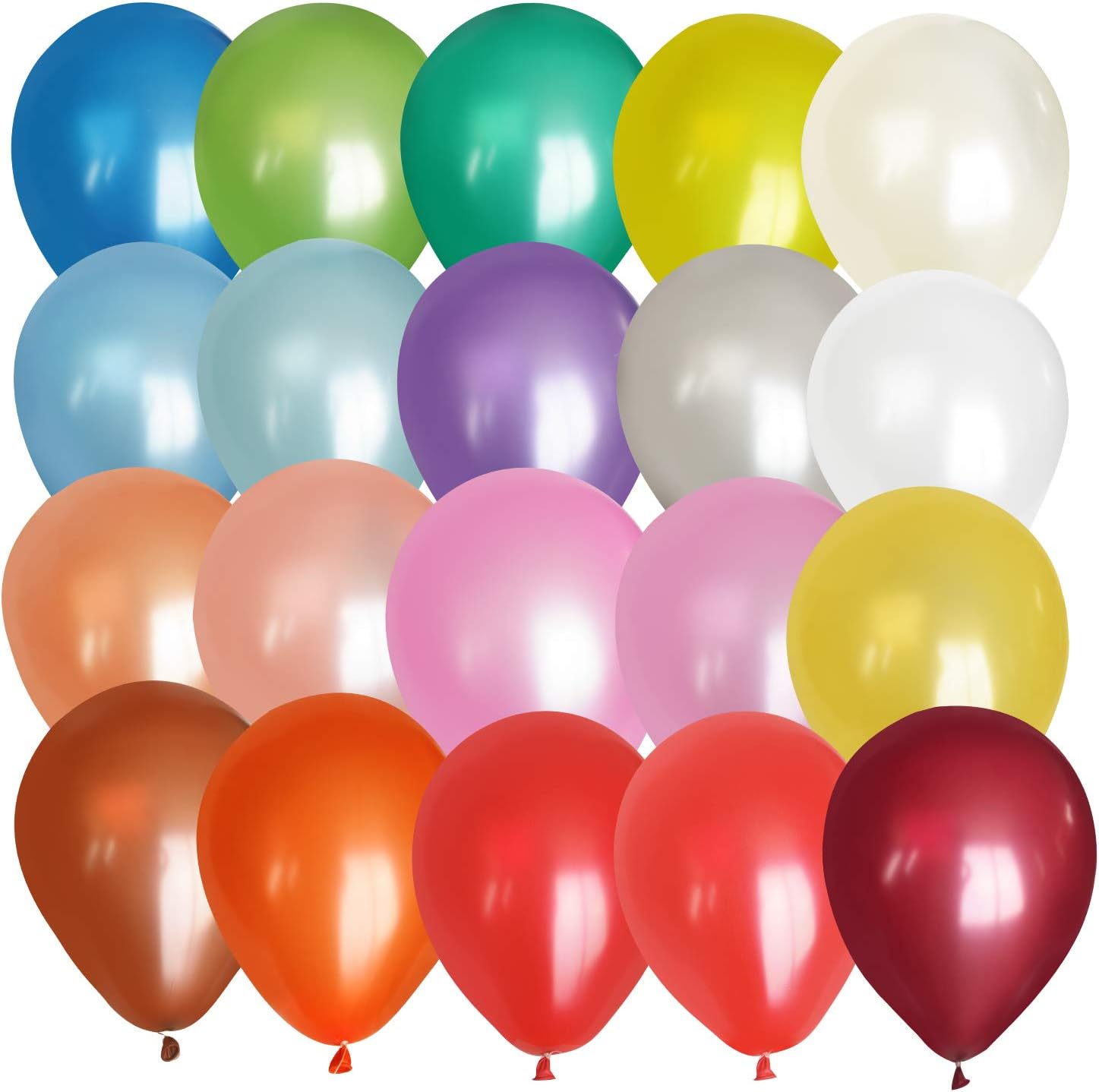 200 PCS 12-inch Pearlized 20 Assorted Colors Latex Balloons Large Big Round Thick Shiny Pearlescent Rainbow Biodegradable Bulk Helium Gas Air Inflated Kids Birthday Party Deco Supplies Favors