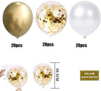 60 pcs Gold Metallic Balloons Set, Gold Confetti Balloons, Gold White Balloons for Wedding, Birthday, Graduation, Bridal Shower, Baby Shower Party Decoration