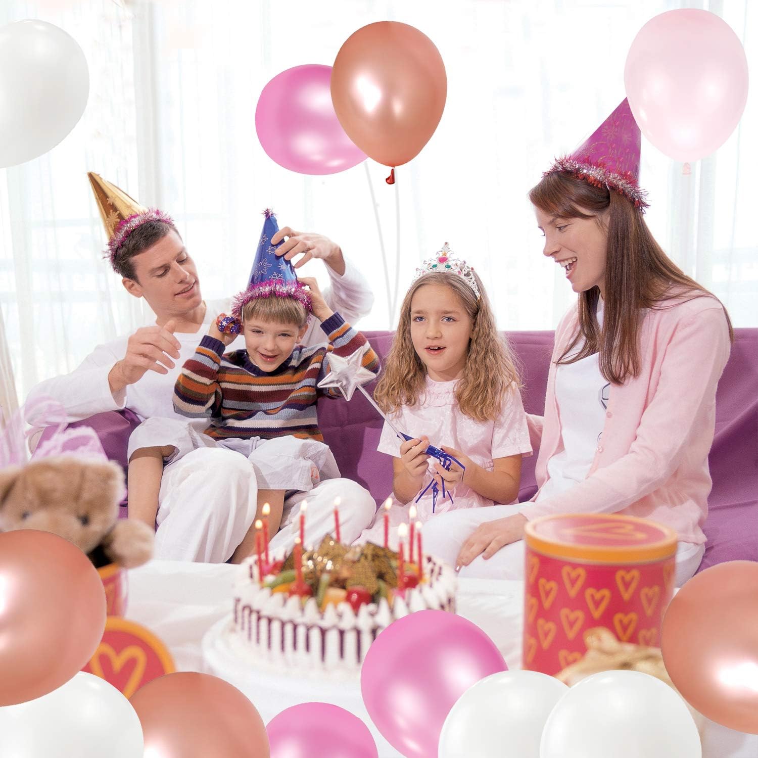 100 PCS 12” Pearlized 4 Assorted Colors Latex Balloons Pink Rose Gold White Large Big Round Thick Shiny Pearlescent Biodegradable Bulk Helium Gas Air Inflated Kids Birthday Party Decorations Supplies