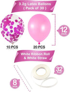 Pink and Pink Confetti Latex Balloons Kit – Pack of 30 | Latex Pink and Confetti Balloons for Birthday Party | Great for Debut Wedding Decorations, Baby and Bridal Shower, Engagement, Anniversary