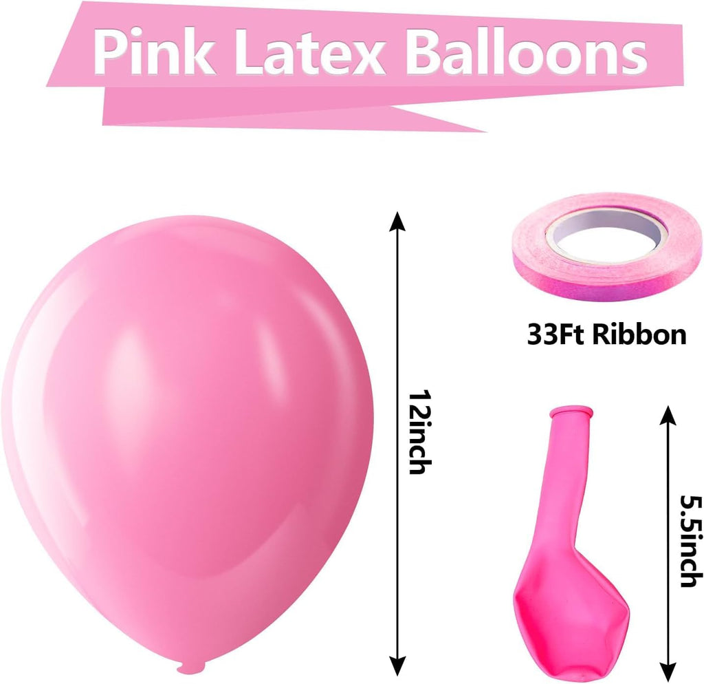 Pink Balloons Latex Party Balloons – 100 Pack 12 inch Round Helium Pink Balloons for Birthday, Wedding, Anniversary, Bridal Shower, Gender Reveal Party Decoration