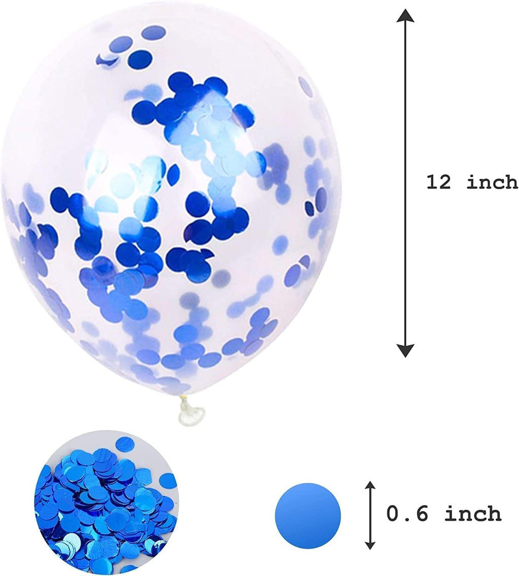 Blue Confetti Balloons For Birthday Decoration Party Theme Supplies | Baby Shower Decoration, Wedding Décor, Anniversary Balloons for Decorations Items Pack of 50 Pcs