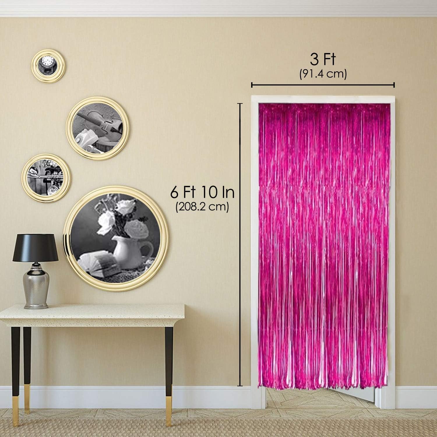 Foil Curtain (Pink, Set of 1) / Foil Curtain Pink/Foil Fringe Curtain/Party Decorations