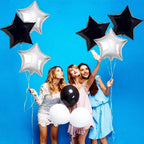 Black and Silver Star Shaped Balloons – 18 Inch, Pack of 6 | Perfect for New Year's Eve, Graduation Parties | Black and Silver Star Balloons for Class of 2024 Party Decoration