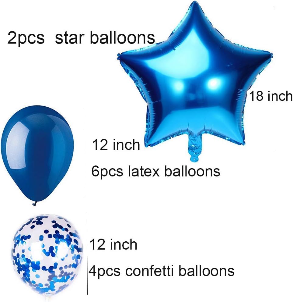 Birthday Balloons for Men/Boys - 13pcs Letter Balloons, 2pcs Giant Star Foil Balloons, 4pcs Confetti Balloons, 6pcs Latex Balloons Party Decorations and Supplies, Blue, 25 Piece Set