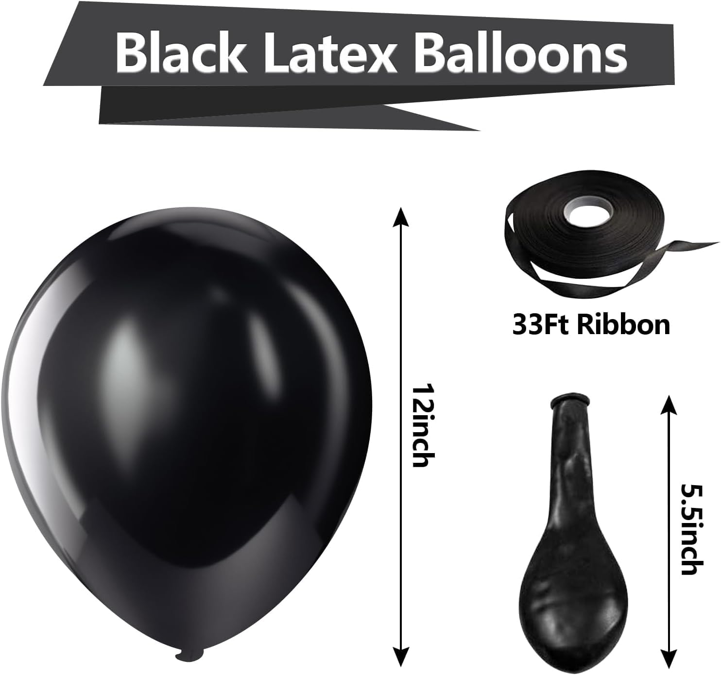 Black Balloons Latex Party Balloons – 100 Pack, 12 Inch Round Helium Balloons for Black Themed Wedding, Graduation, Anniversary, Birthday Party Backdrop Decorations
