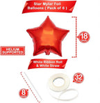 Red Star Balloons for Party Decoration - Pack of 6, 18 Inch | Twinkle Little Star Red Foil Balloons for Red Themed Birthday | Star Shaped Balloon for Wedding, Engagement, Anniversary, Bridal Shower