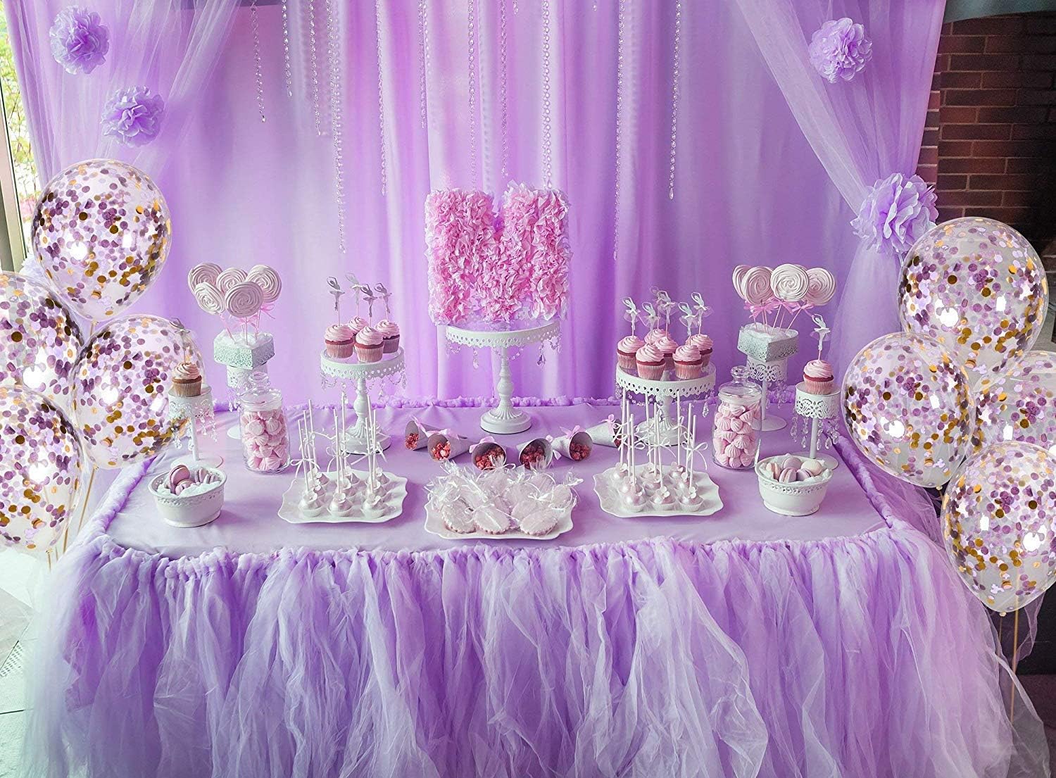 12Pcs Purple Confetti Balloons For Unicorn Happy Birthday Balloon Or Birthday Decorations Items For Girls