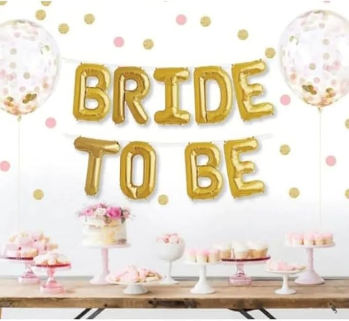 Bachelorette Foil Bride to Be Letter Balloon Pack of 9 Golden Bridal Shower Party Decoration Banner Haldi Ceremony Decor