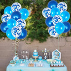 Shades of Blue Balloons Set – Pack of 30 Blue Latex Balloons | Blue Confetti Balloons, Under the Sea Balloons | Blue and White Party Balloons for Baby Shower, Birthday, Blue Party Decorations