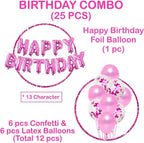 25Pcs Decoration Set – Foil Balloons, Latex Balloons, and Ribbon | Party Decoration for Girls | Pink Balloons