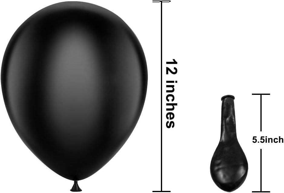 Black Balloons Latex Party Balloons - 50 Pack 12 inch Helium Matte Black Balloons for Wedding Graduation Baby Shower Birthday Party Decorations