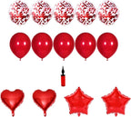 Balloon Sets with Star, Heart Foil Balloons for Birthday, Wedding, Festival Decoration Party Decoration Kids Baby Men Women Adult Party Supplies (14pcs in 1set) With Air Pump (Red)