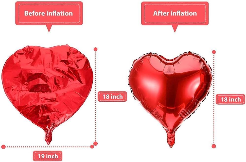 Red Heart Balloons for Valentine’s Day Decorations – Heart Shape Balloons, 18 Inch for Valentine Decorations – Love Foil Balloon Red Wedding Anniversary & Valentine Party Decors (Set of 10)