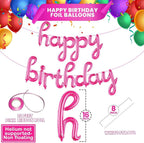 Pink Birthday Banner – 16 Inch | Hot Pink Balloons, Decorations | Happy Birthday Banner, Party Decorations