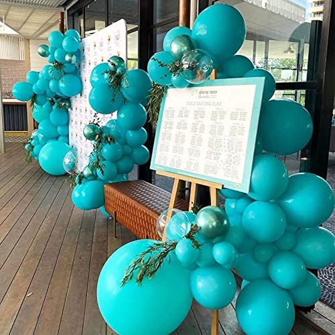 12 Inch Green Latex Balloons, 100 Pcs with 1 Ribbon for Parties