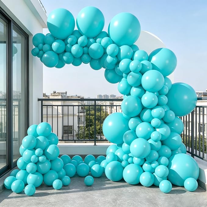 12 Inch Green Latex Balloons, 100 Pcs with 1 Ribbon for Parties