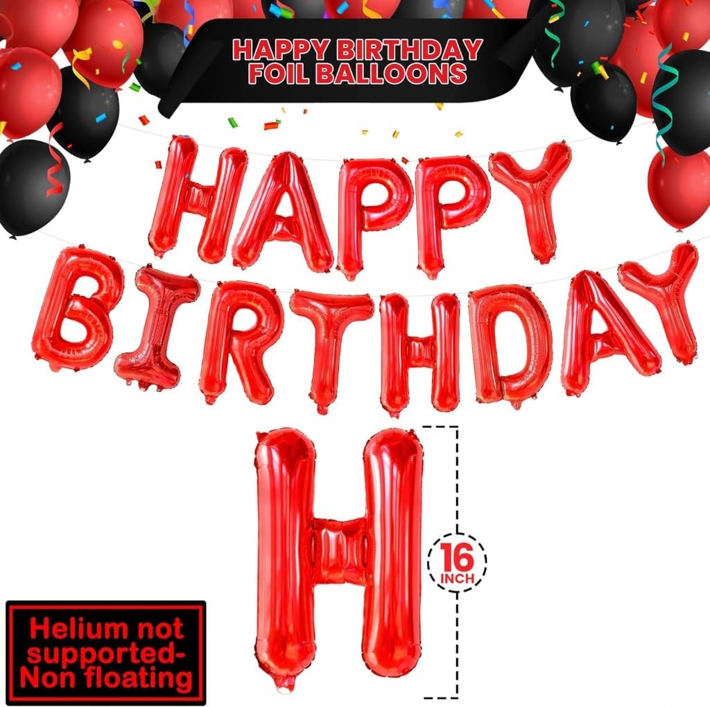 Red Happy Birthday Balloon Banner - 16 Inch | Red Mylar Foil Balloon For Happy Birthday Decorations | Birthday Sign Banner For Birthday Party Decorations