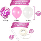 Pink, White and Pink Confetti Latex Balloons Kit – Pack of 30 | Pink White Helium Balloons for Girl Birthday Decoration | Romantic Balloons for Anniversary, Wedding, Valentines Party Decor, Baby Showe