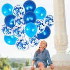 Shades of Blue Balloons Set – Pack of 30 Blue Latex Balloons | Blue Confetti Balloons, Under the Sea Balloons | Blue and White Party Balloons for Baby Shower, Birthday, Blue Party Decorations