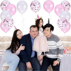 Pink and White Confetti Party Balloons Pack of 30 | Light Pink and White Confetti Latex Balloon Decorations Supplies | Great for Birthday Party Backdrop, Baby Bridal Shower, Wedding