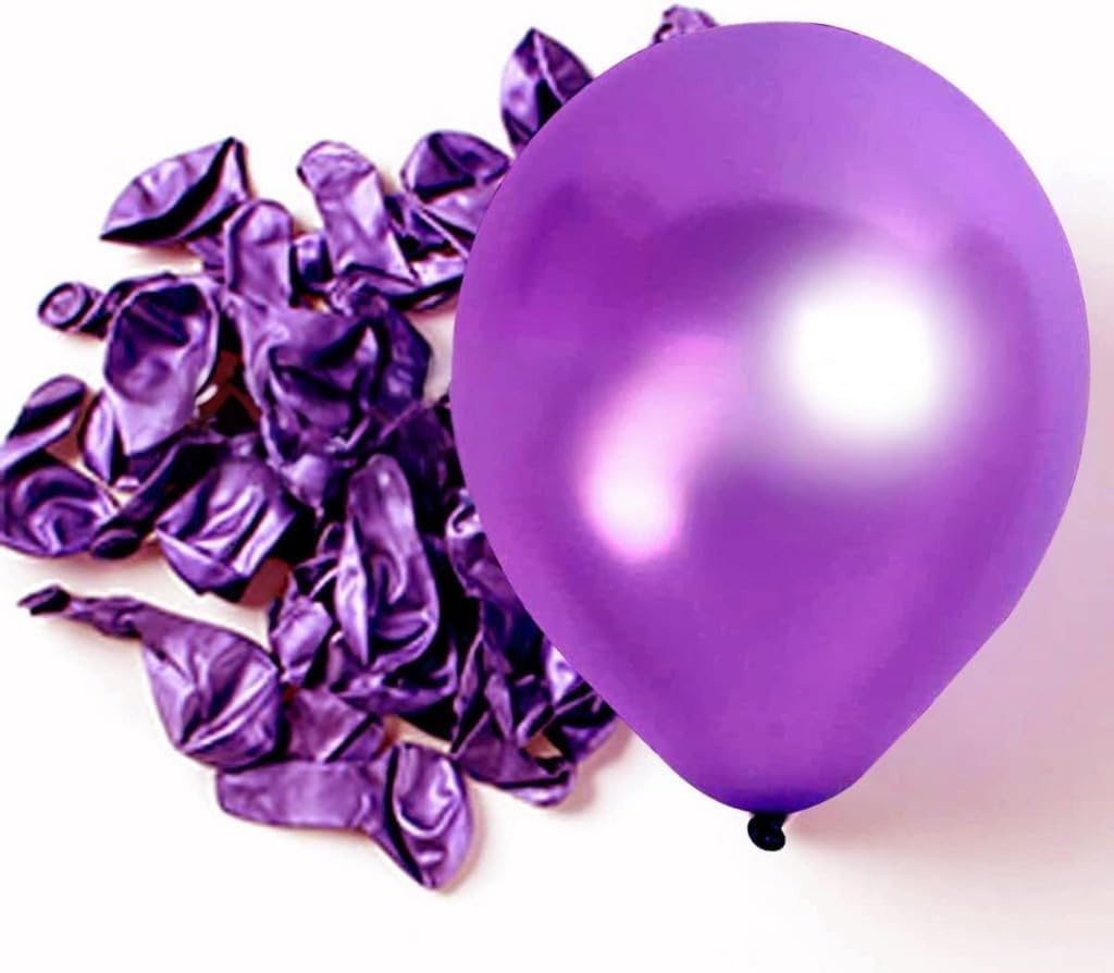 Metallic Purple Balloons 12 Inch - (Pack of 50) Birthday Decoration Balloons for Kids & Adults, Party Décor for Birthday, Anniversary, Baby Shower, Welcome, Bachelorette – Metallic Finish