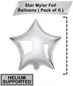 Silver Star Balloons for Party Decoration - Pack of 6, 18 Inch | Twinkle Little Star Silver Balloons for Birthday | Star Shaped Balloon for Baby Shower, Wedding, Magical Prom, Engagement, Anniversary