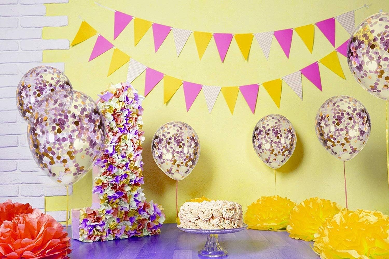 12Pcs Purple Confetti Balloons For Unicorn Happy Birthday Balloon Or Birthday Decorations Items For Girls