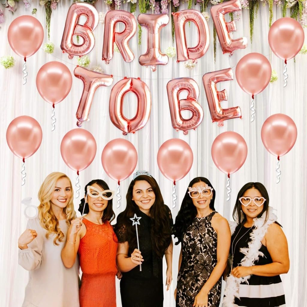 Big Rose Gold "Bride To Be" Balloons, 16 Inch – Bachelorette Party Decorations | Rose Gold Bride Balloons for Bridal Shower Decorations | Rose Gold "Bride To Be" Balloon for Wedding, Bachelorette Ball