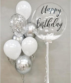 Silver Confetti Latex Party Balloons - 60 Pack 12 inch Helium Silver Confetti Glitter Balloons for Wedding, Graduation, Baby Shower, Birthday Party Decorations