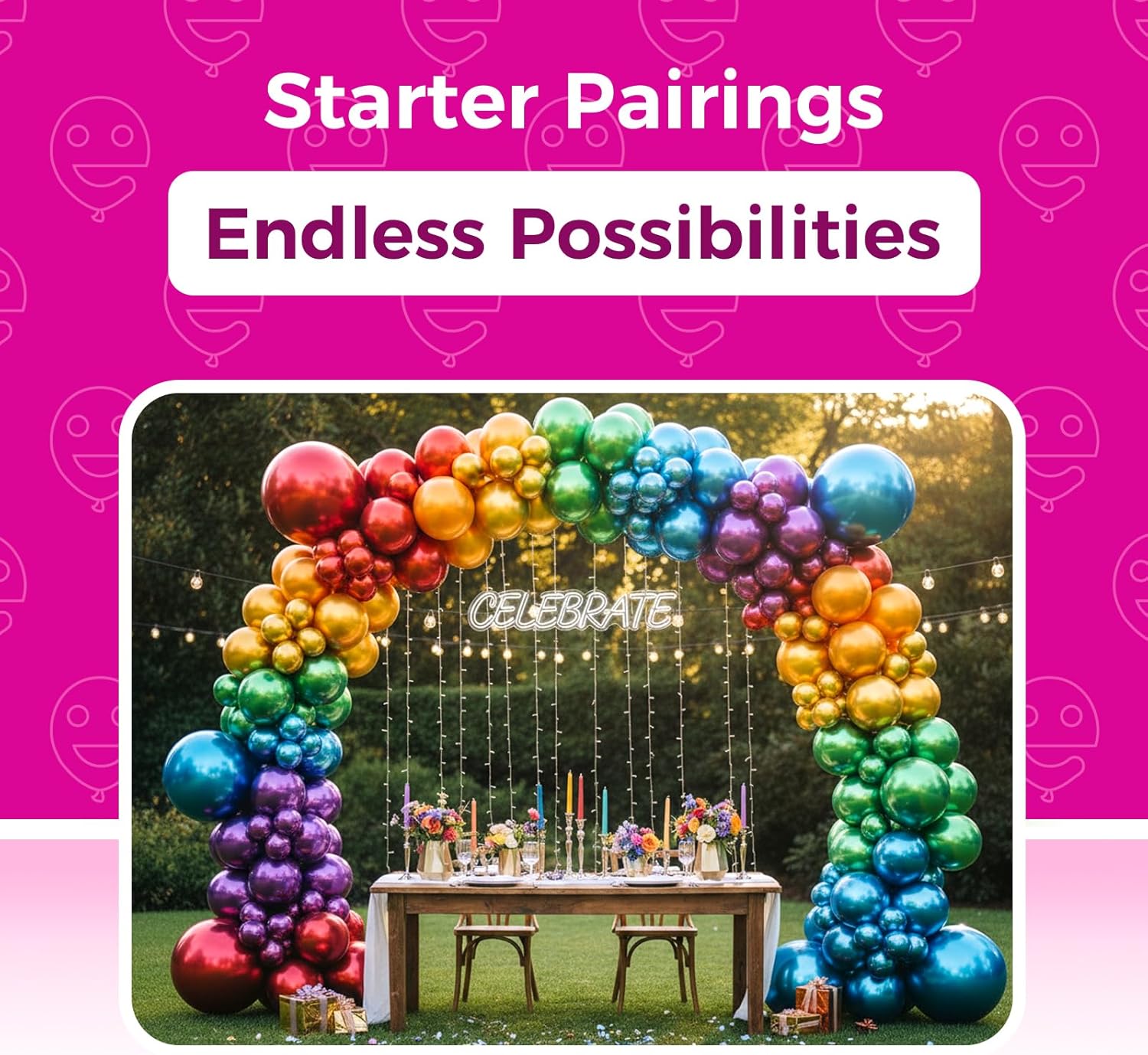 Metallic Chrome Latex Balloons, 100 Pack 12 inch Assorted Balloons Colorful Party Balloons for Birthday Baby Shower Wedding Decorations