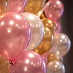 Pink, Golden, and White Metallic Balloons – 50 Pcs for Birthday Decoration or General Party Use