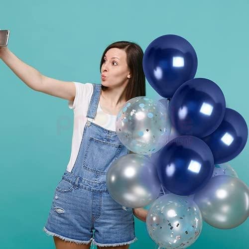 (Pack of 50) Blue HD Metallic Balloons Pack Blue Theme Boy Kids Birthday Party Decoration/Anniversary Party Decoration Balloon - Packet of 50 Balloons